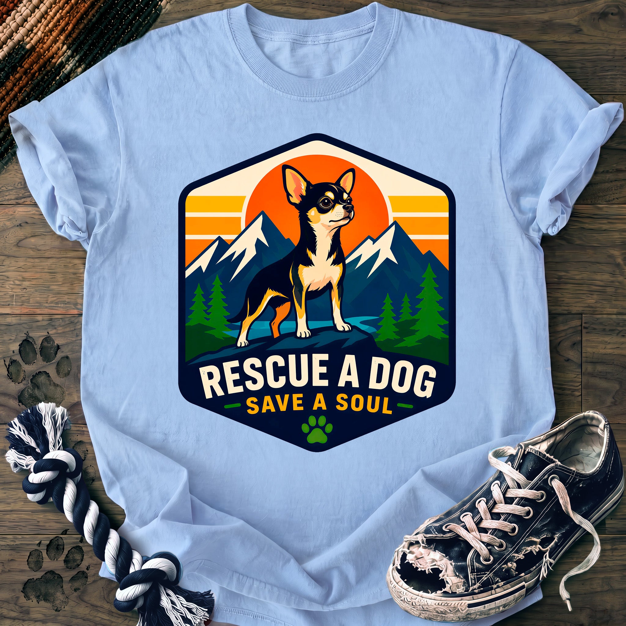 PAWSSION CLUB t-shirt in Chambray color - SKU PC-0004