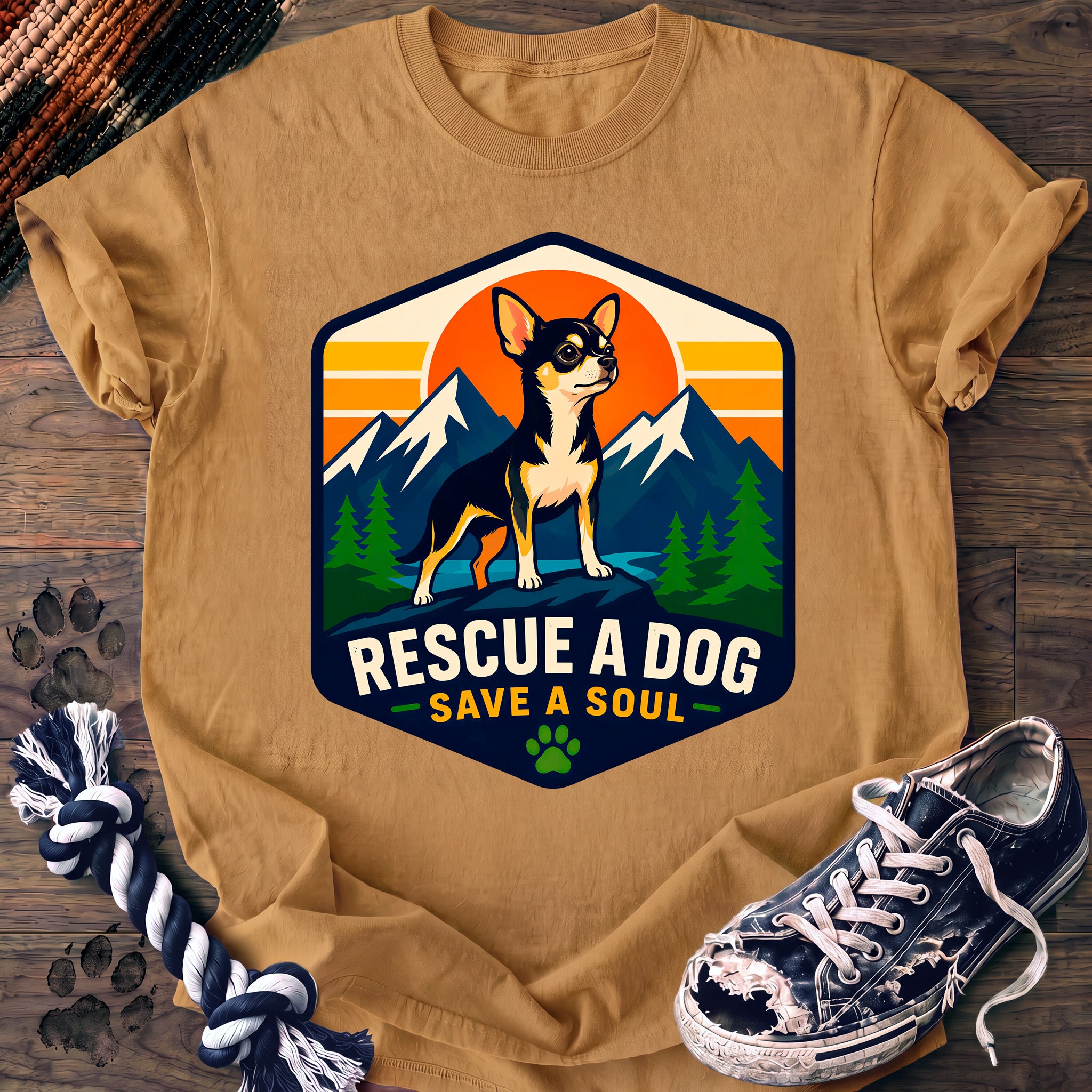 PAWSSION CLUB t-shirt in Mustard color - SKU PC-0004