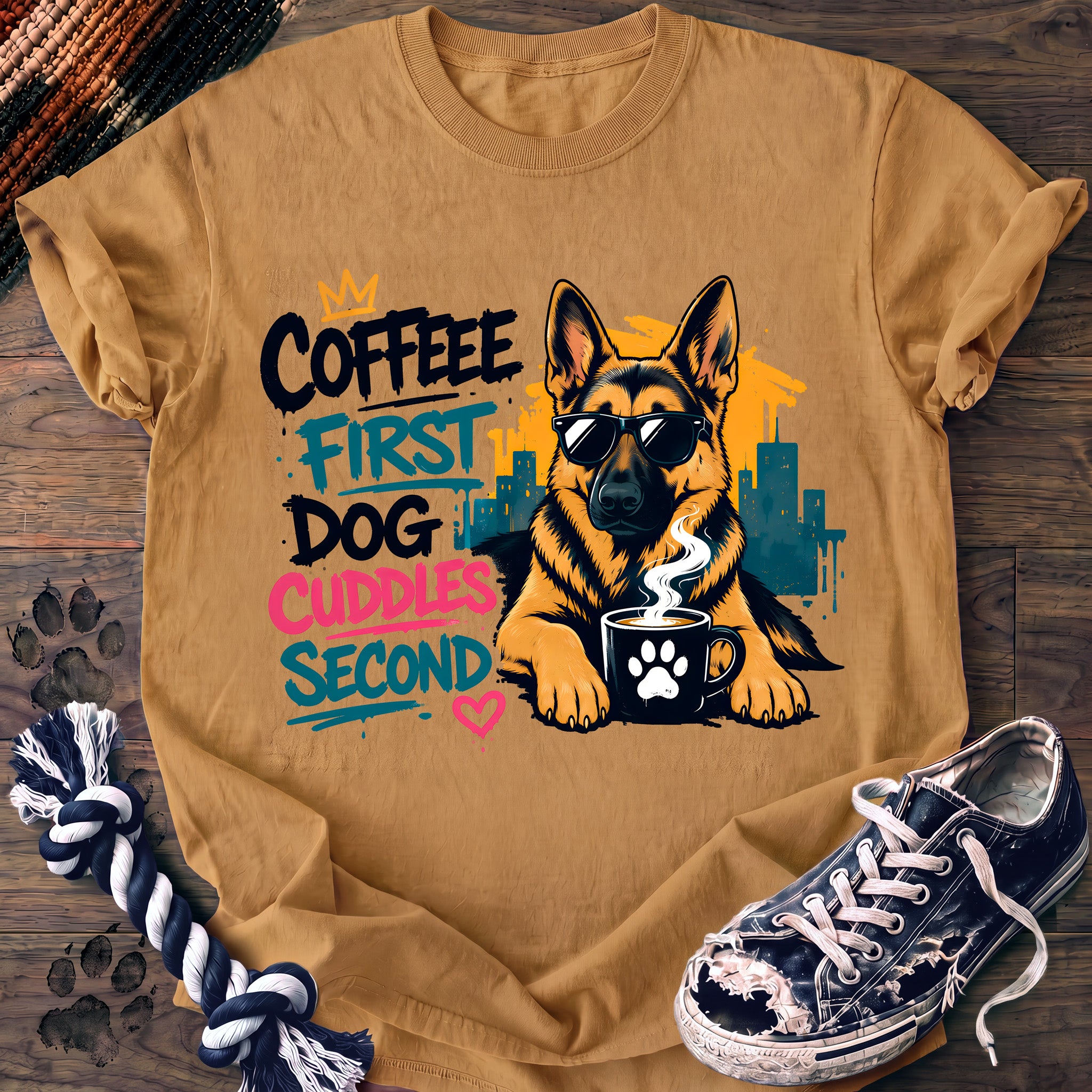 PAWSSION CLUB t-shirt in Mustard color - SKU PC-0096