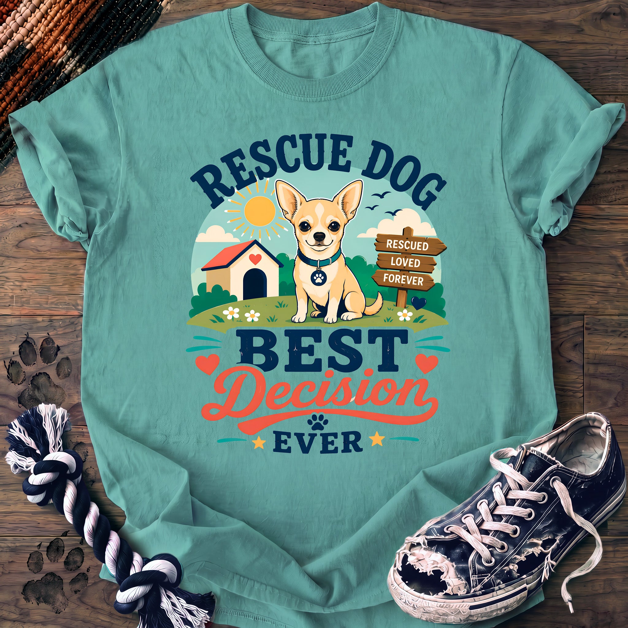 PAWSSION CLUB t-shirt in ChalkyMint color - SKU PC-0329