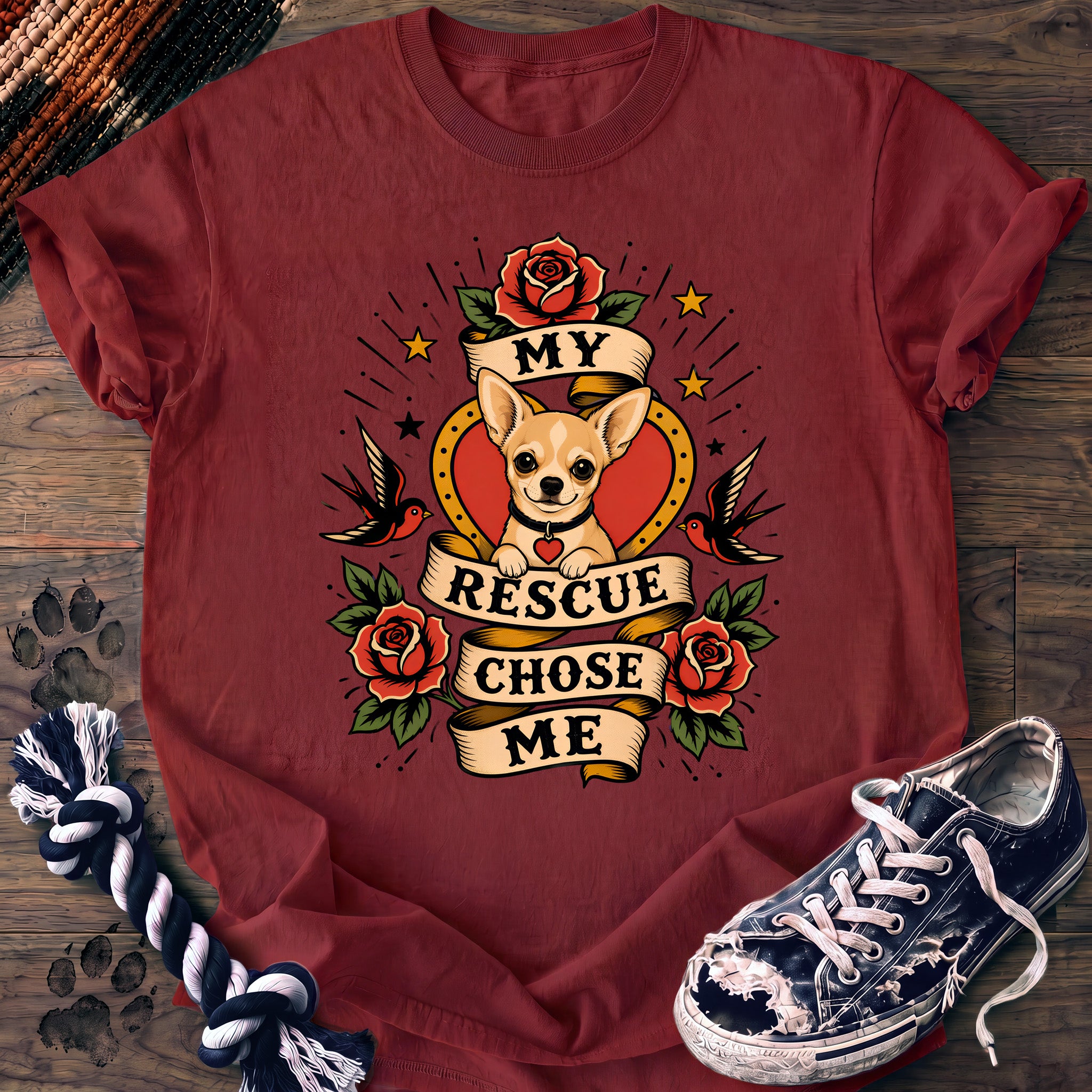 PAWSSION CLUB t-shirt in Chili color - SKU PC-0330