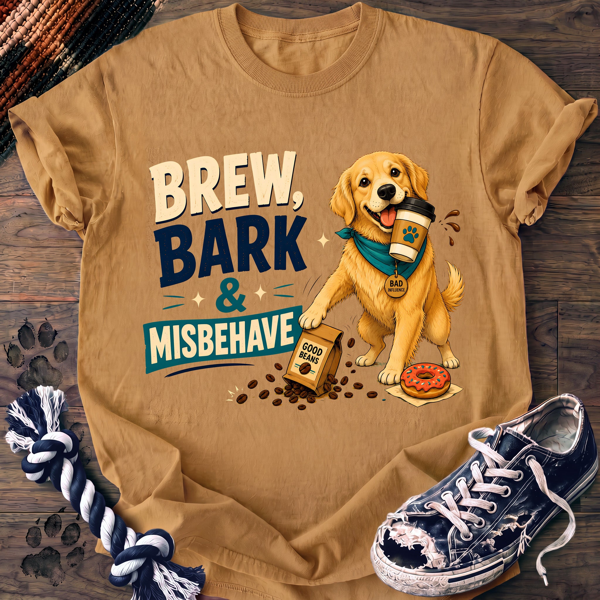 PAWSSION CLUB t-shirt in Mustard color - SKU PC-0686
