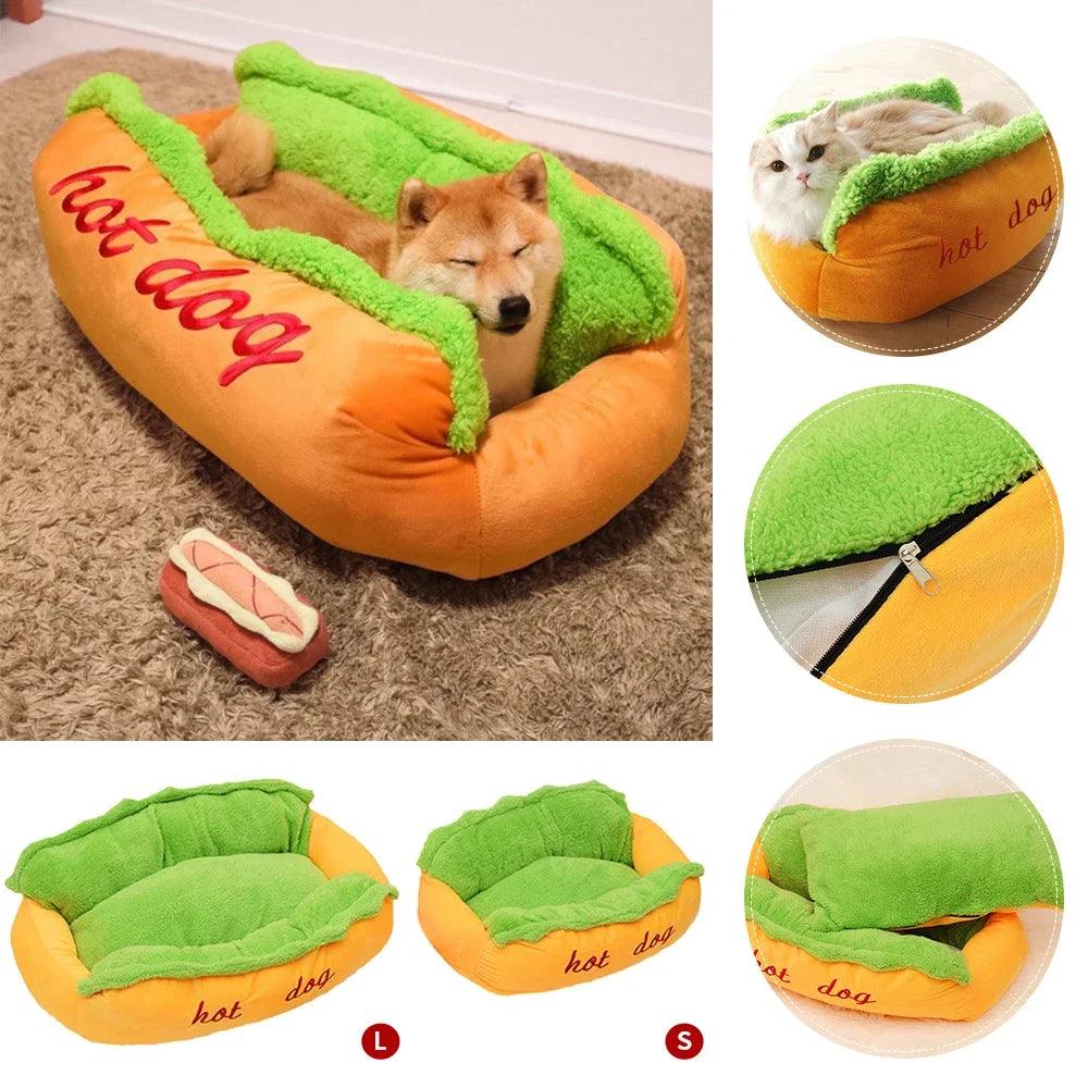 Warm Washable Pet Hot Dog Bed