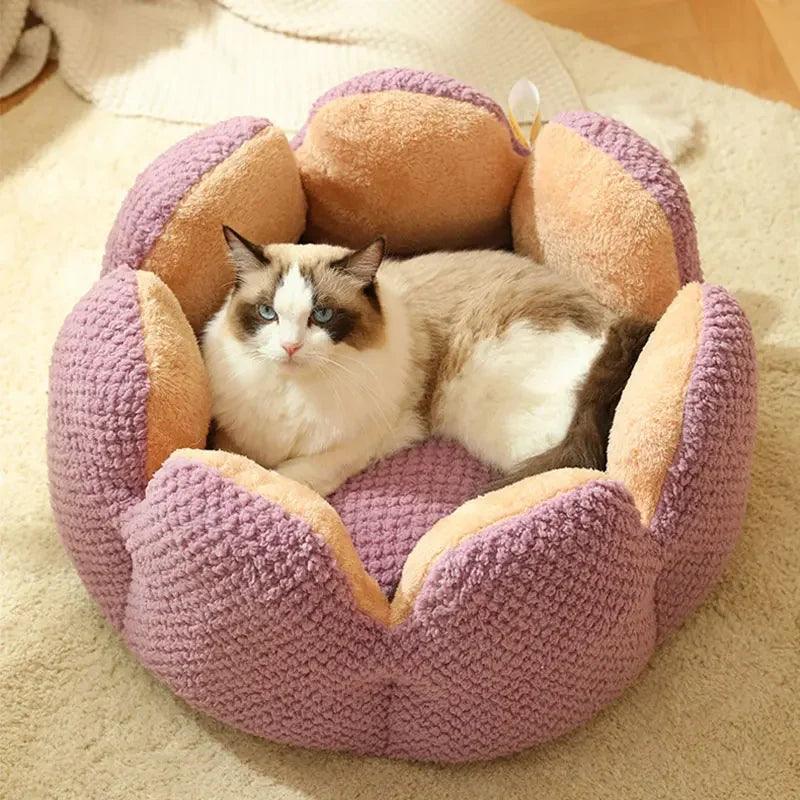 Flower Shape Plush Cat Bed