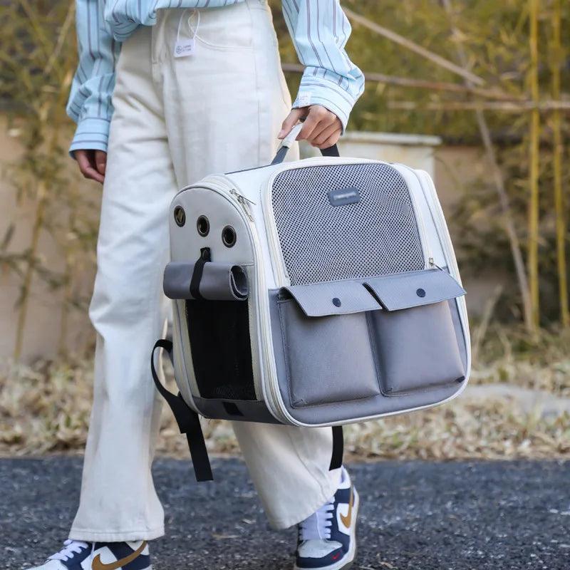 Foldable Oxford Pet Backpack Cage for Cats