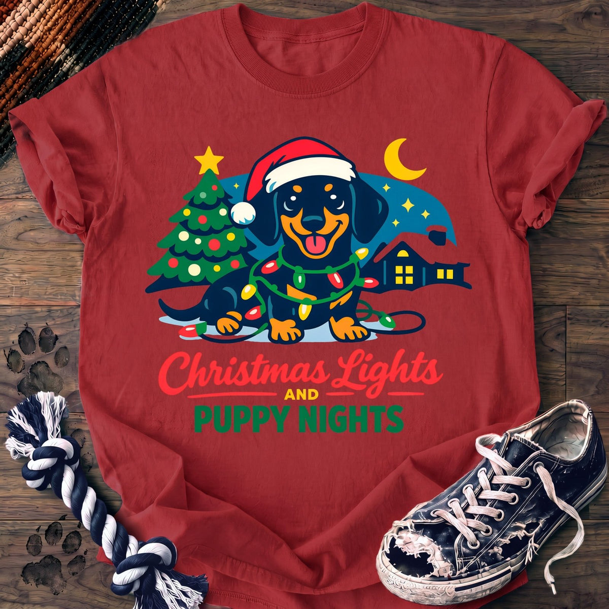 Christmas Lights And Puppy Nights - Dachshund - PAWSSION CLUB
