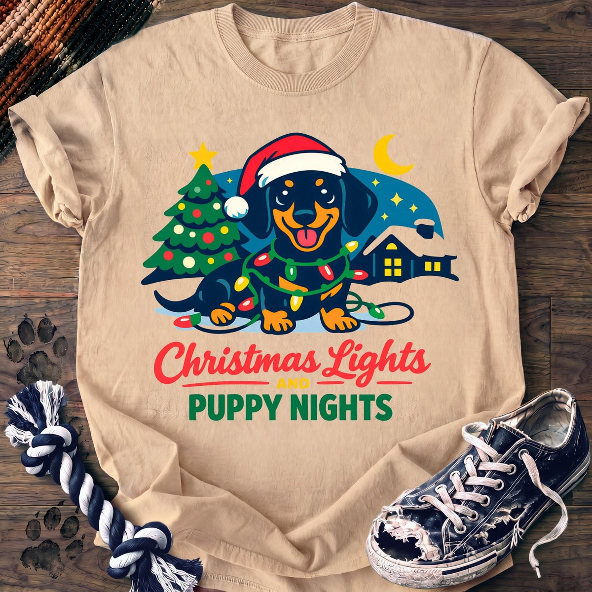 Christmas Lights And Puppy Nights - Dachshund - PAWSSION CLUB