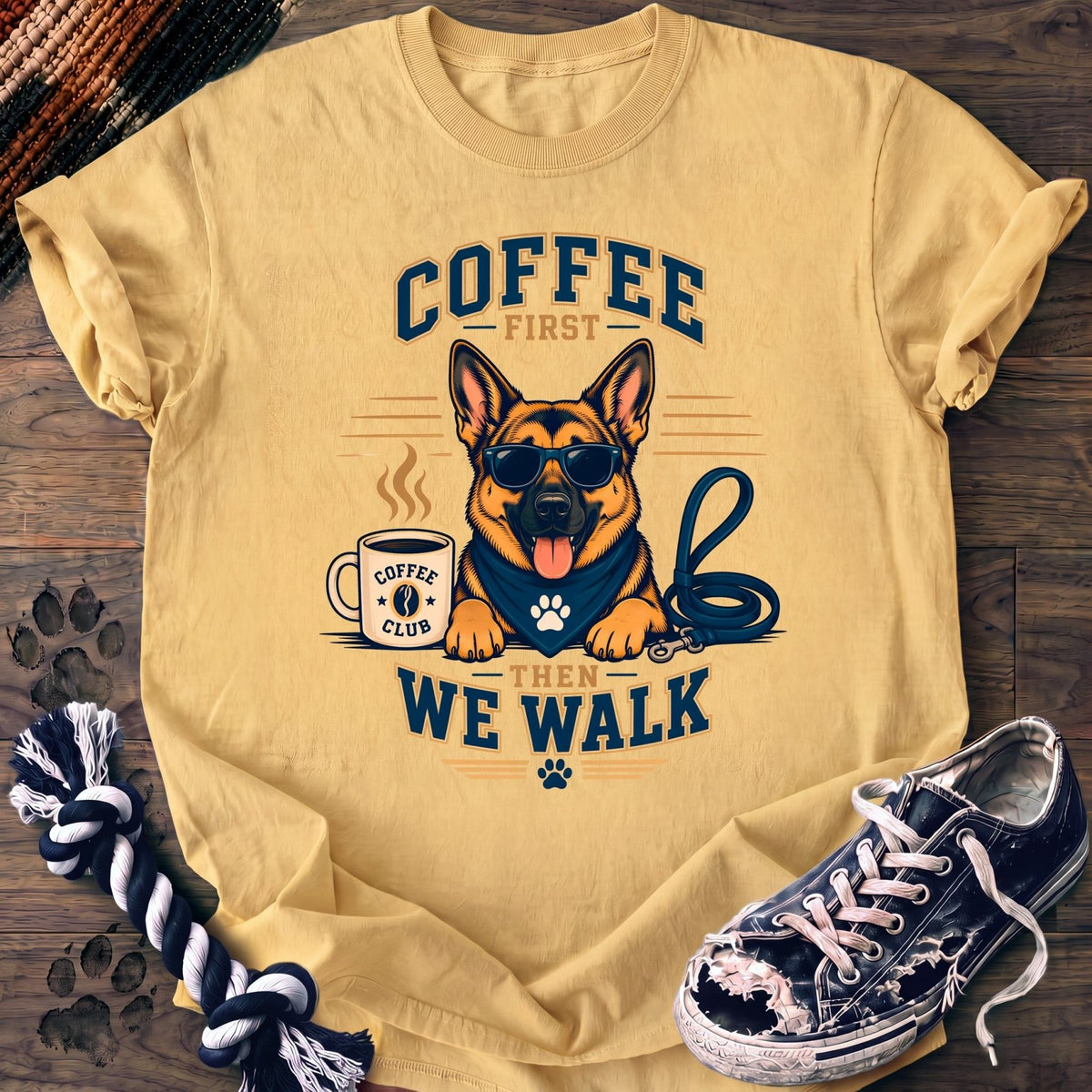 Coffee First Then We Walk - German Shepherd - PAWSSION CLUB