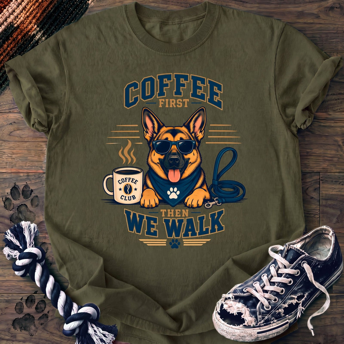 Coffee First Then We Walk - German Shepherd - PAWSSION CLUB