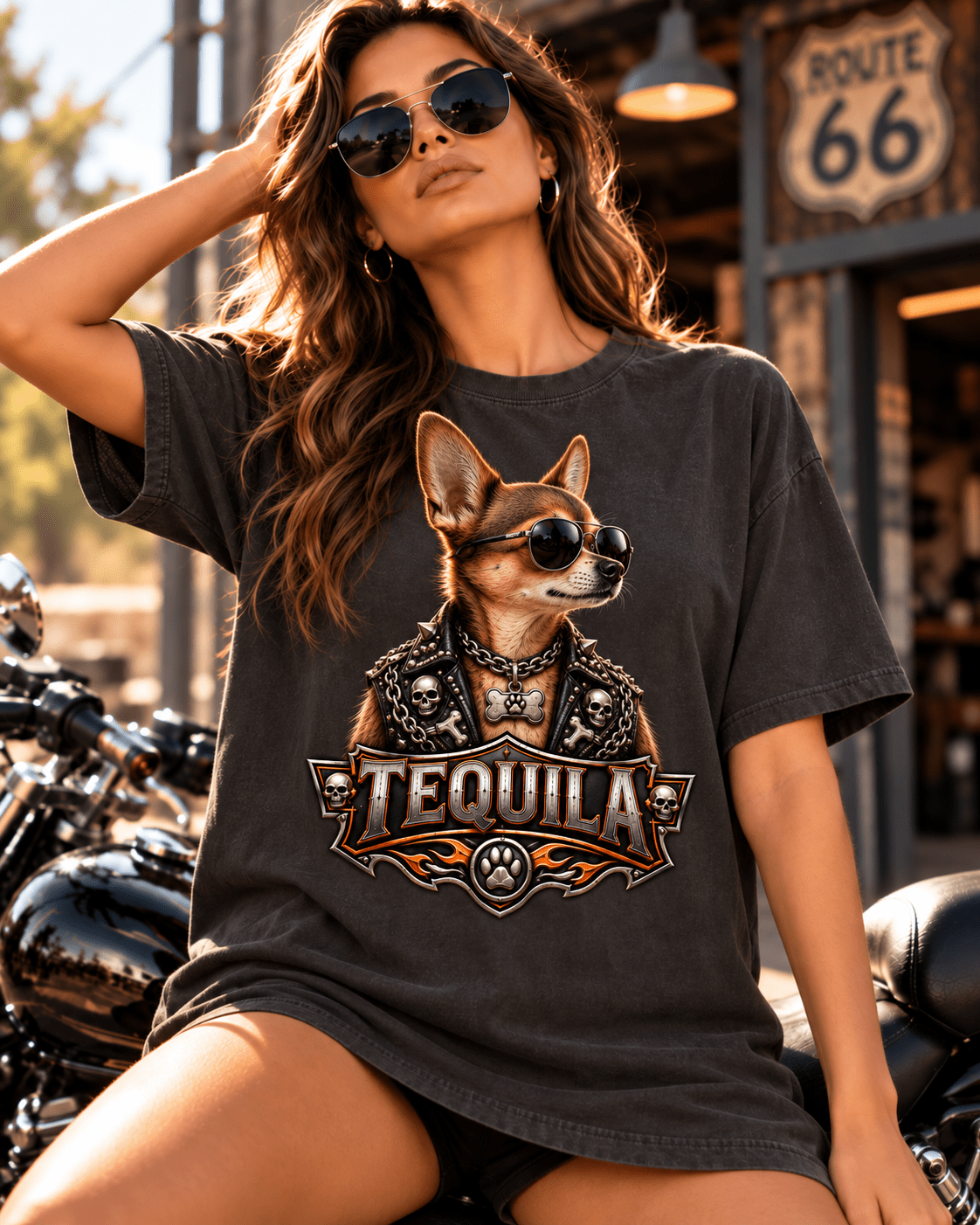 Custom Biker Dog T-Shirt – Personalized Pet Portrait & Name - PAWSSION CLUB