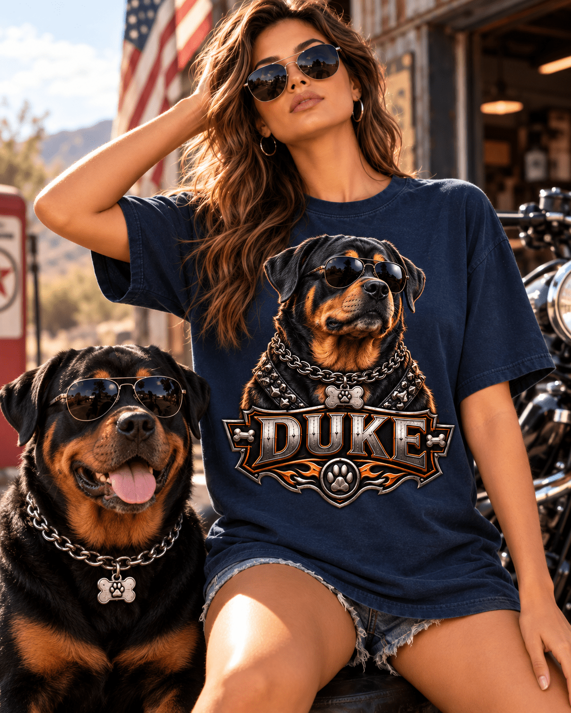 Custom Biker Dog T-Shirt – Personalized Pet Portrait & Name - PAWSSION CLUB