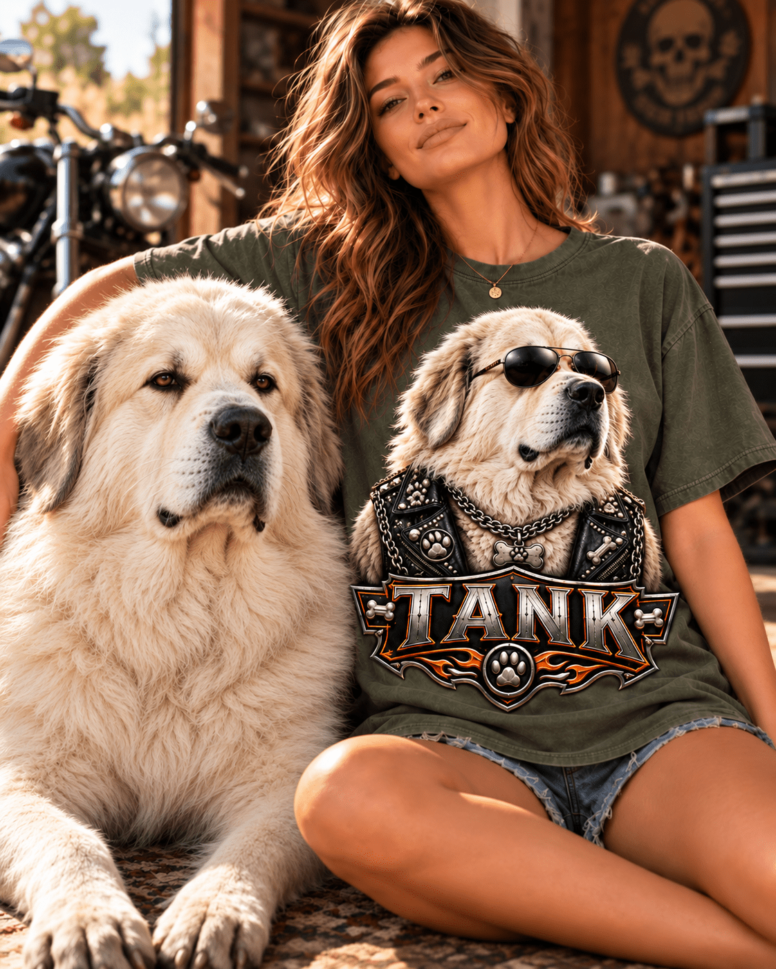 Custom Biker Dog T-Shirt – Personalized Pet Portrait & Name - PAWSSION CLUB