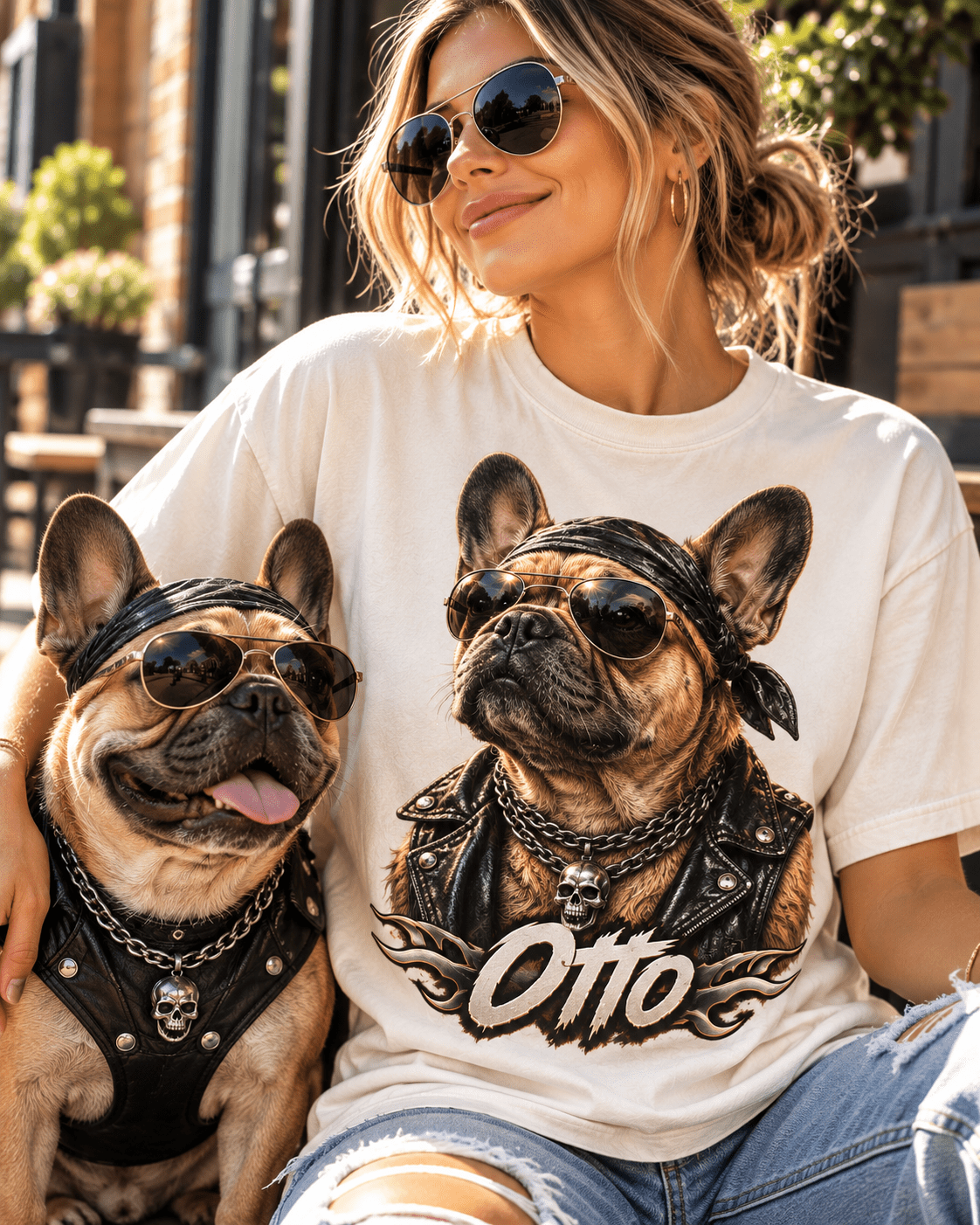 Custom Biker Portrait Dog T-Shirt – Personalized Pet Photo & Name - PAWSSION CLUB