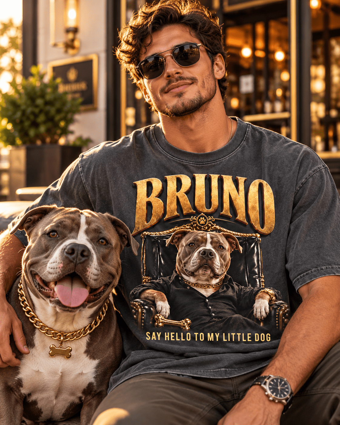 Custom Boss Dog T-Shirt – Personalized Pet Portrait & Name - PAWSSION CLUB