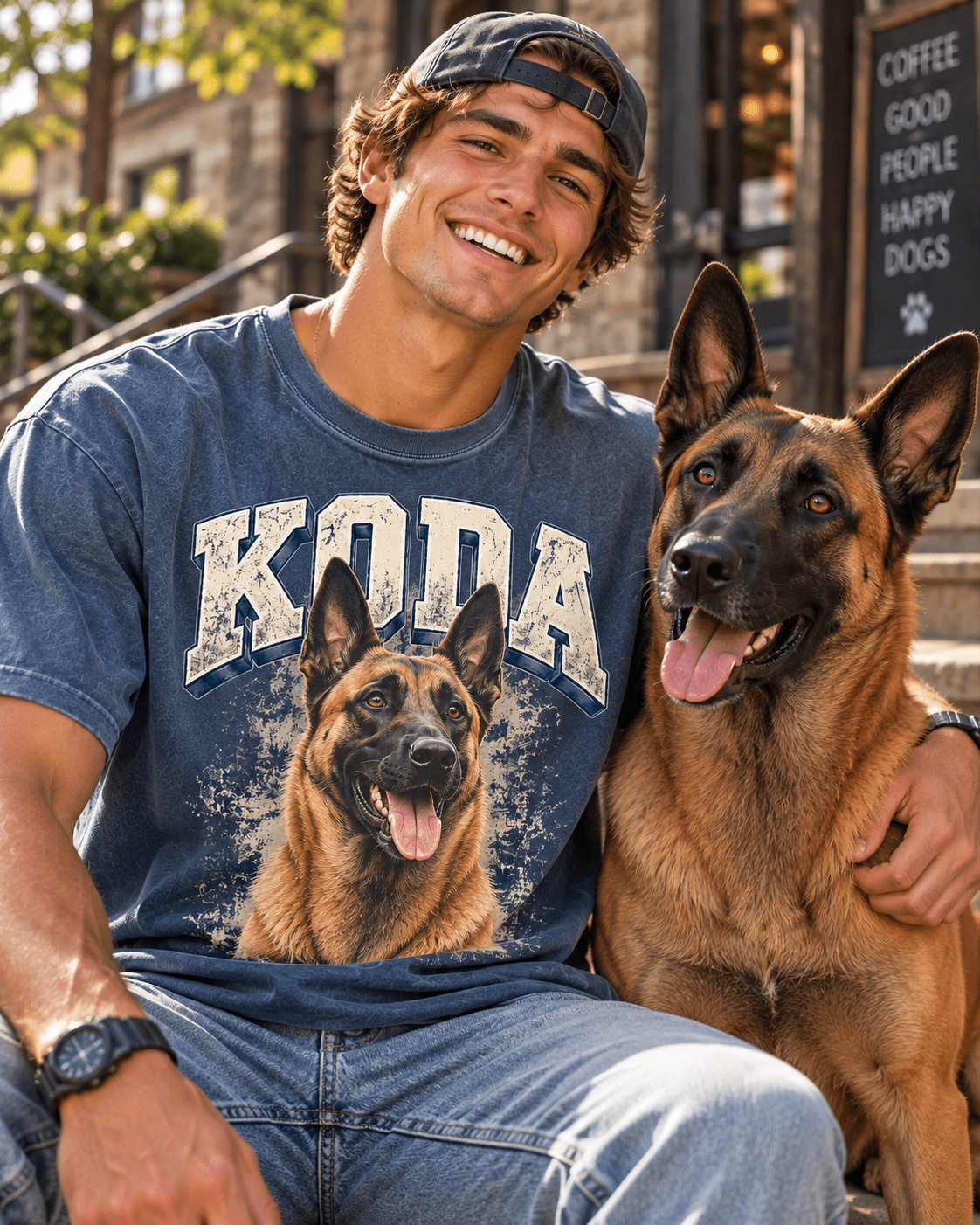 Custom College Dog T-Shirt – Personalized Pet Portrait & Name - PAWSSION CLUB