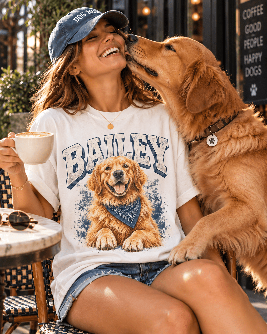 Custom College Dog T-Shirt – Personalized Pet Portrait & Name - PAWSSION CLUB