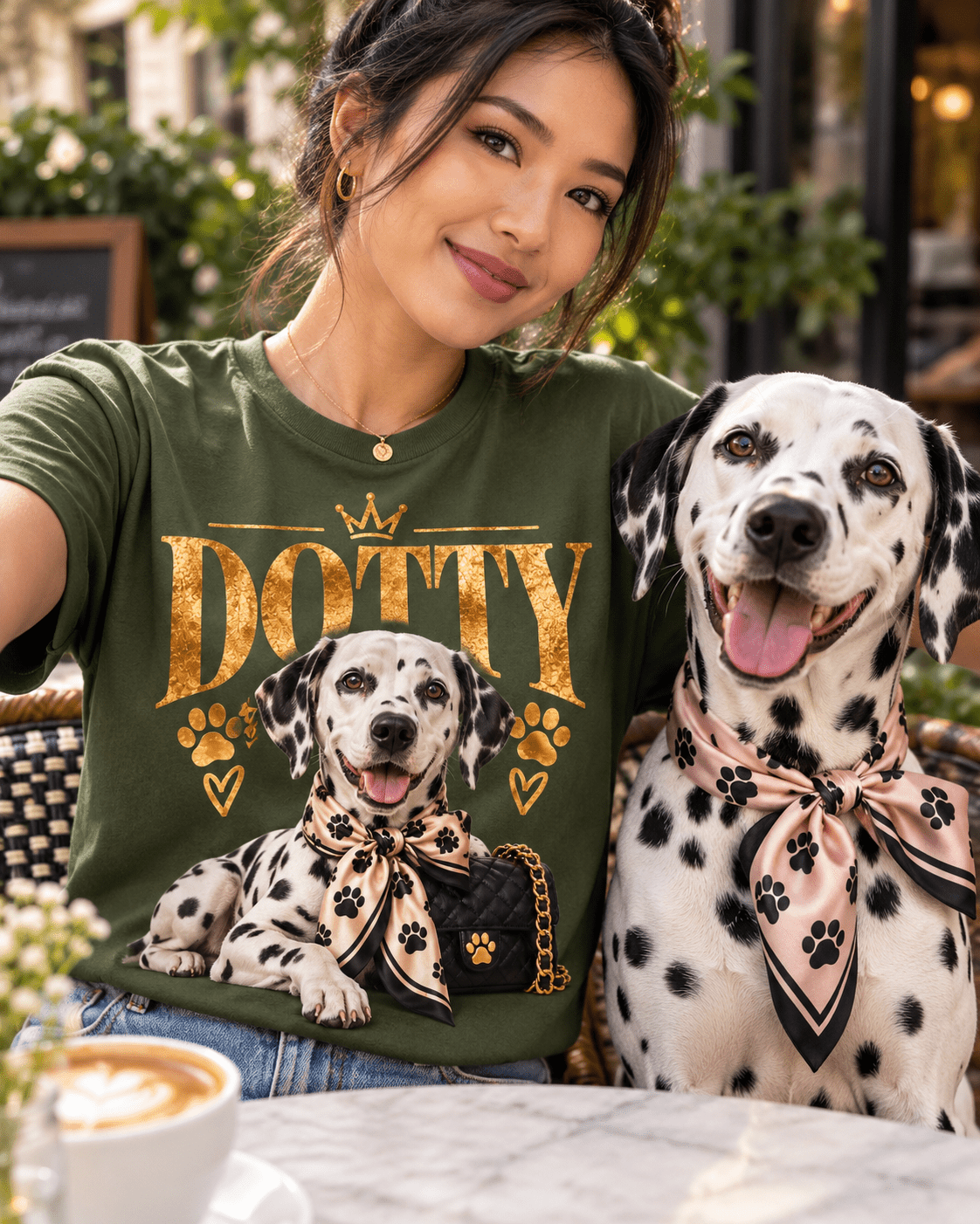 Custom Glam Dog T-Shirt – Personalized Pet Portrait & Name - PAWSSION CLUB