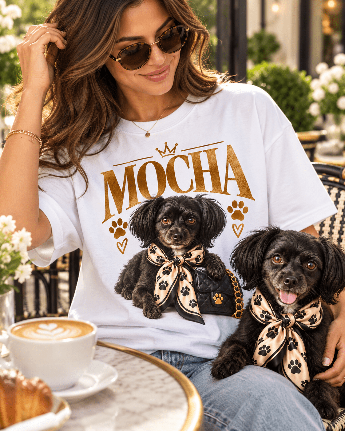 Custom Glam Dog T-Shirt – Personalized Pet Portrait & Name - PAWSSION CLUB