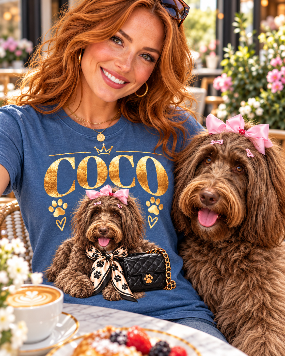 Custom Glam Dog T-Shirt – Personalized Pet Portrait & Name - PAWSSION CLUB