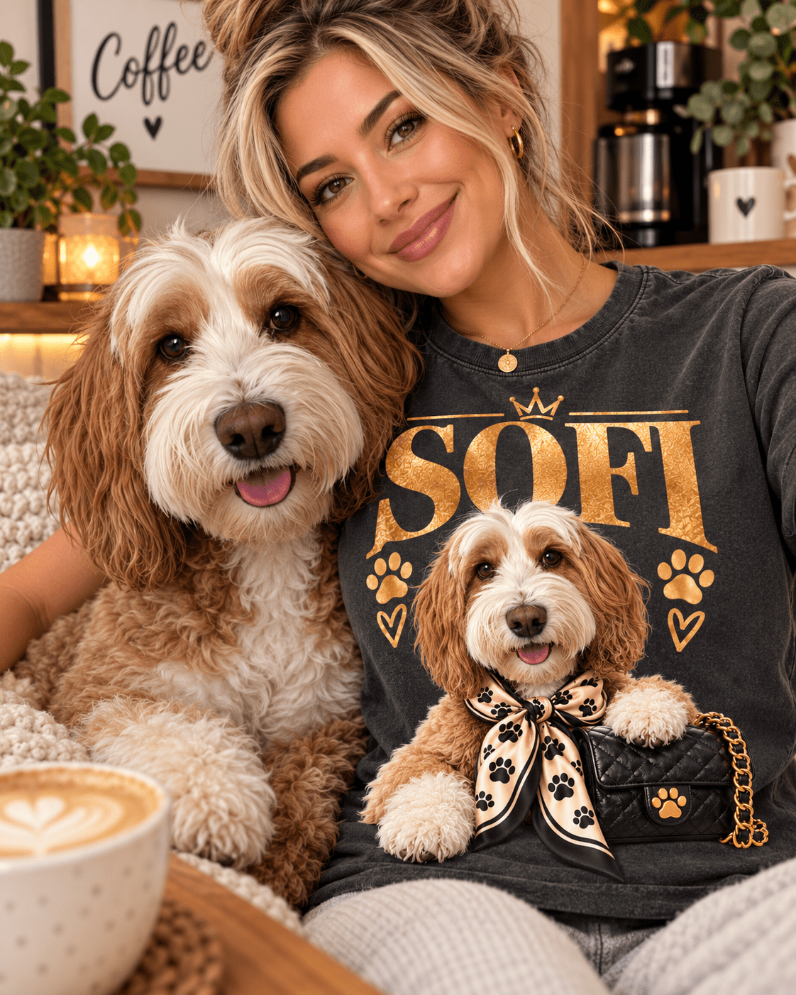 Custom Glam Dog T-Shirt – Personalized Pet Portrait & Name - PAWSSION CLUB