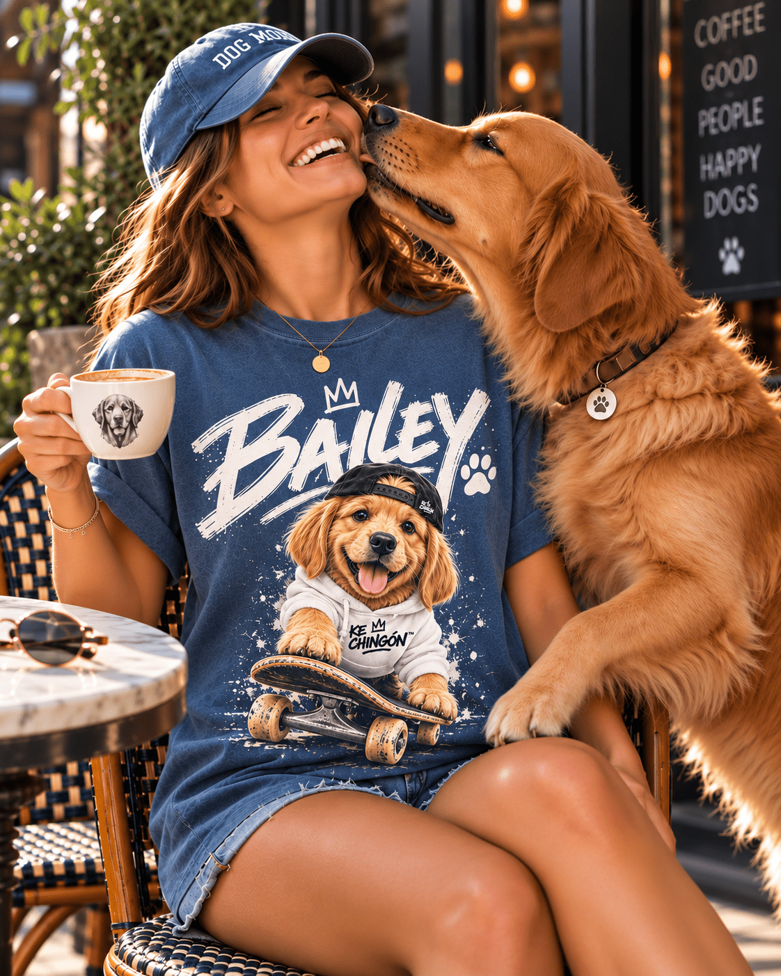 Custom Skater Dog T-Shirt – Personalized Pet Portrait & Name - PAWSSION CLUB