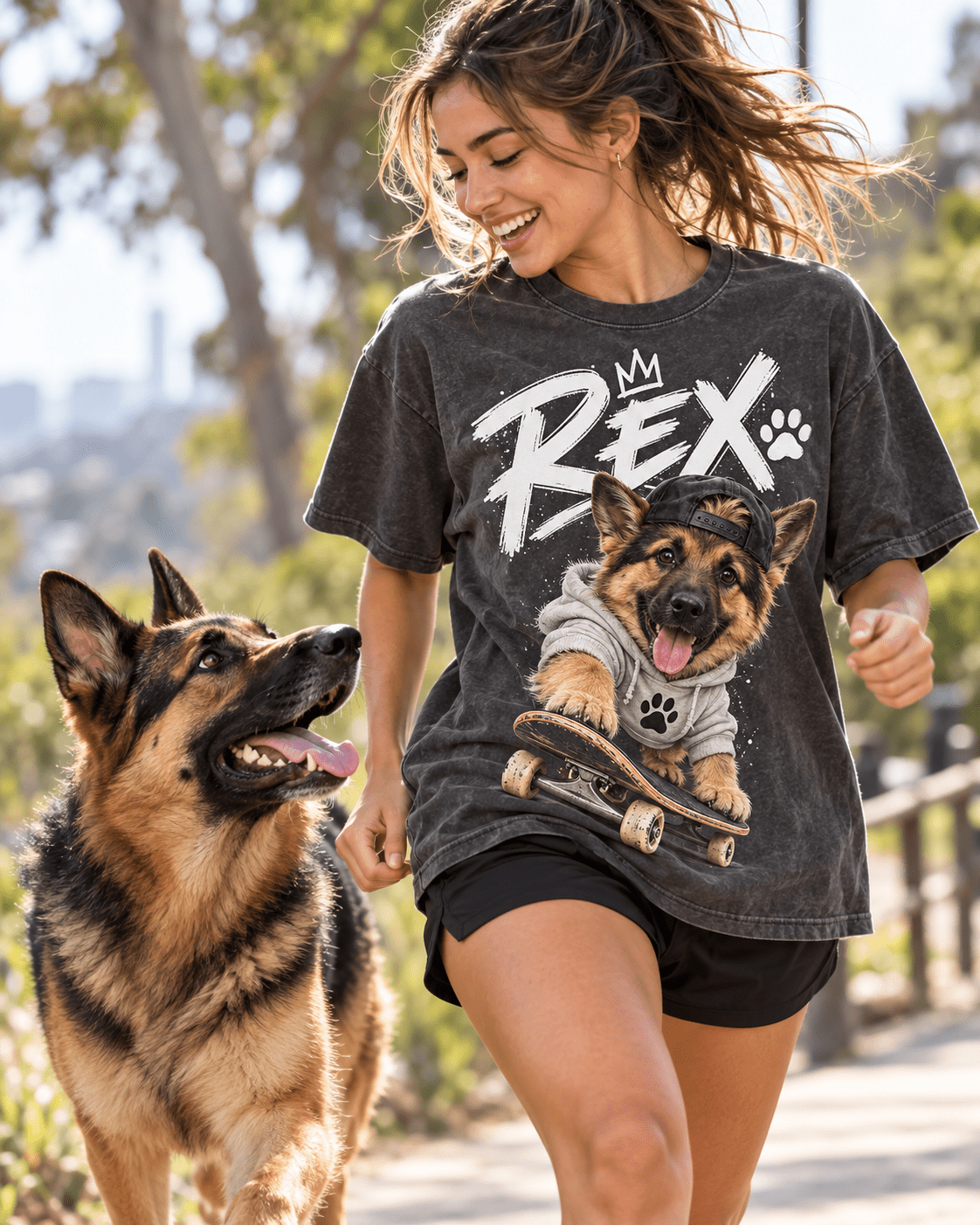 Custom Skater Dog T-Shirt – Personalized Pet Portrait & Name - PAWSSION CLUB