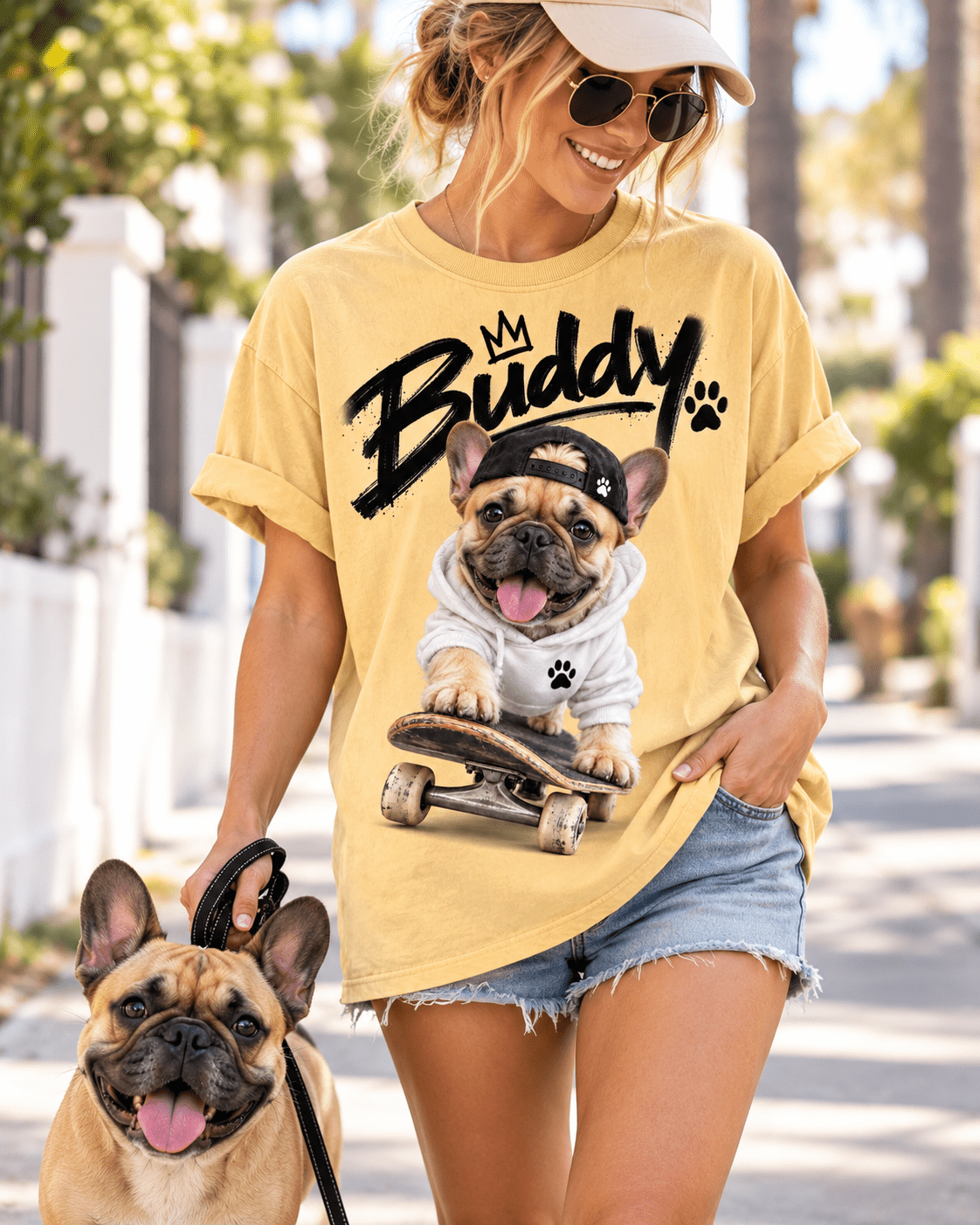 Custom Skater Dog T-Shirt – Personalized Pet Portrait & Name - PAWSSION CLUB