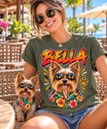 Custom Tropical Dog T-Shirt – Personalized Pet Portrait & Name - PAWSSION CLUB