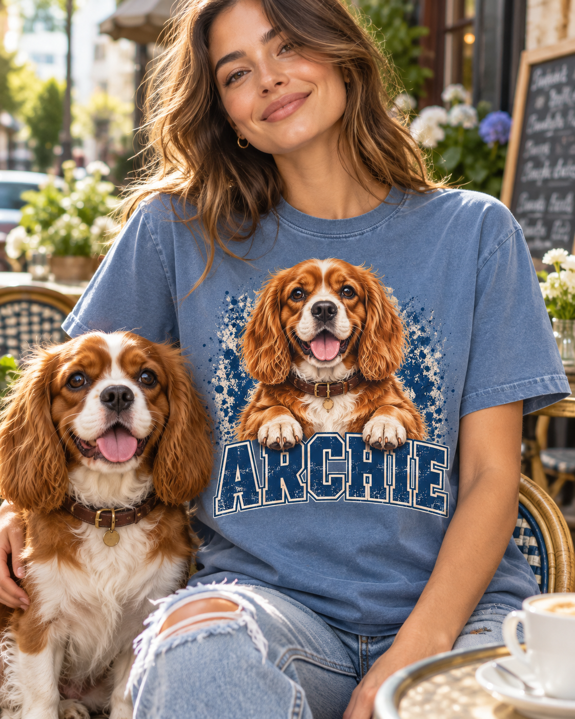 Custom Varsity Dog T-Shirt – Personalized Pet Portrait & Name - PAWSSION CLUB