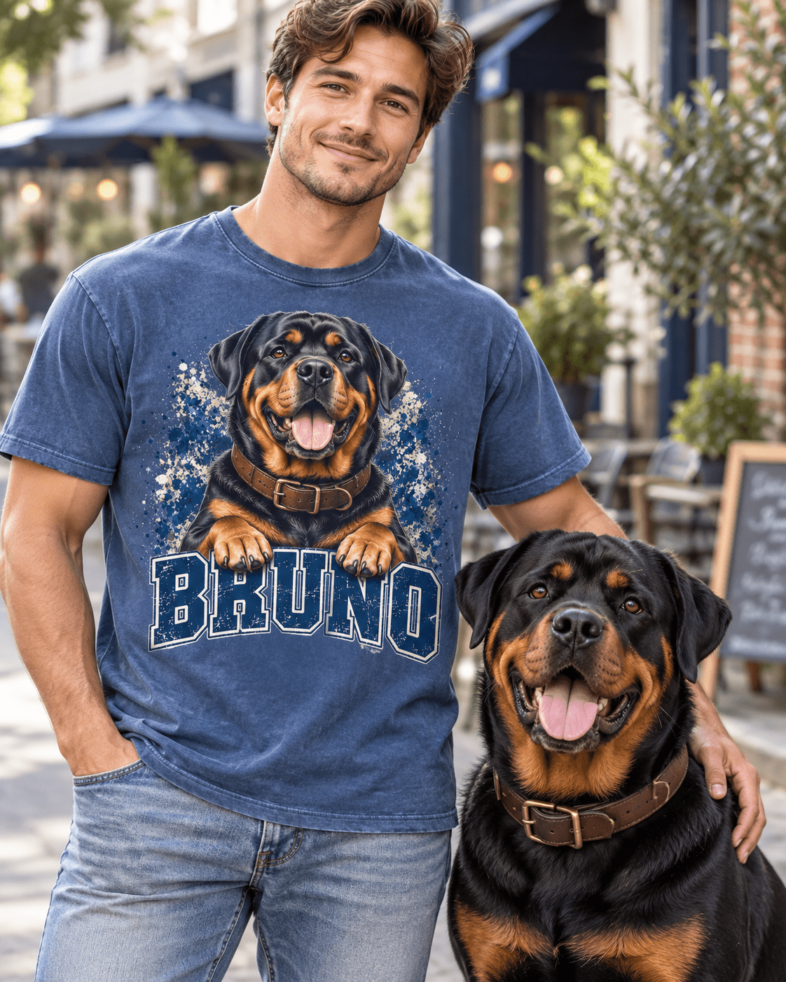 Custom Varsity Dog T-Shirt – Personalized Pet Portrait & Name - PAWSSION CLUB