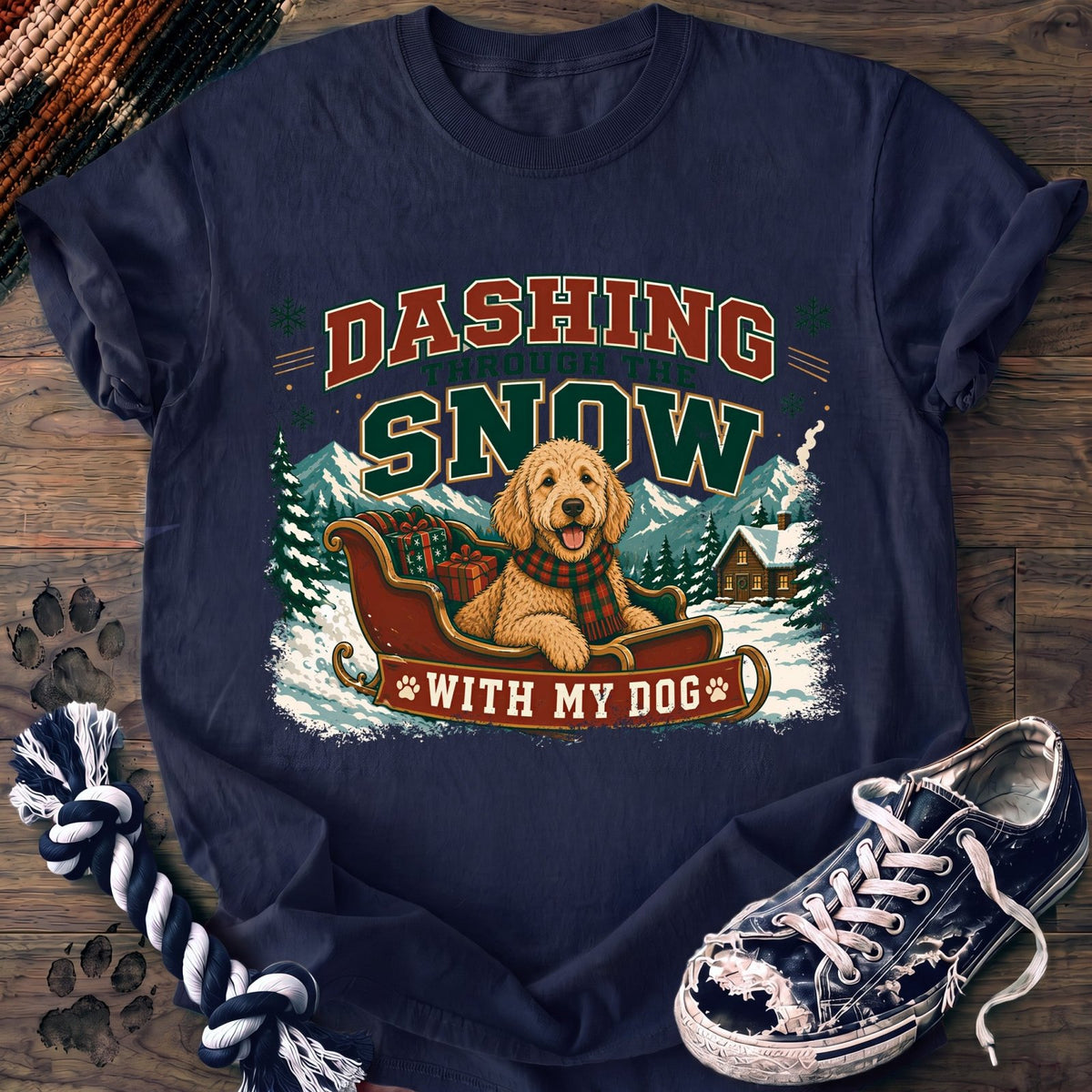 Dashing Through The Snow With My Dog - Goldendoodle - PAWSSION CLUB