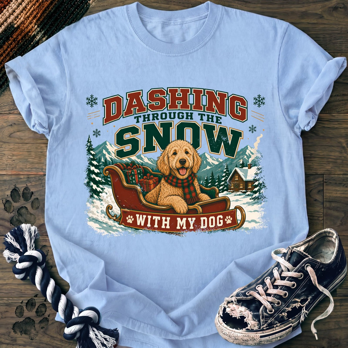 Dashing Through The Snow With My Dog - Goldendoodle - PAWSSION CLUB