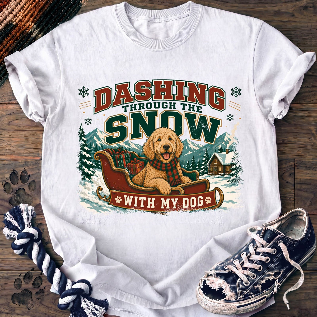 Dashing Through The Snow With My Dog - Goldendoodle - PAWSSION CLUB