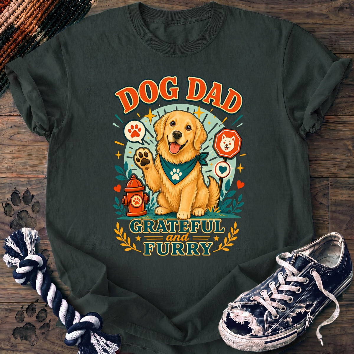 Dog Dad Grateful And Furry - Golden Retriever - PAWSSION CLUB