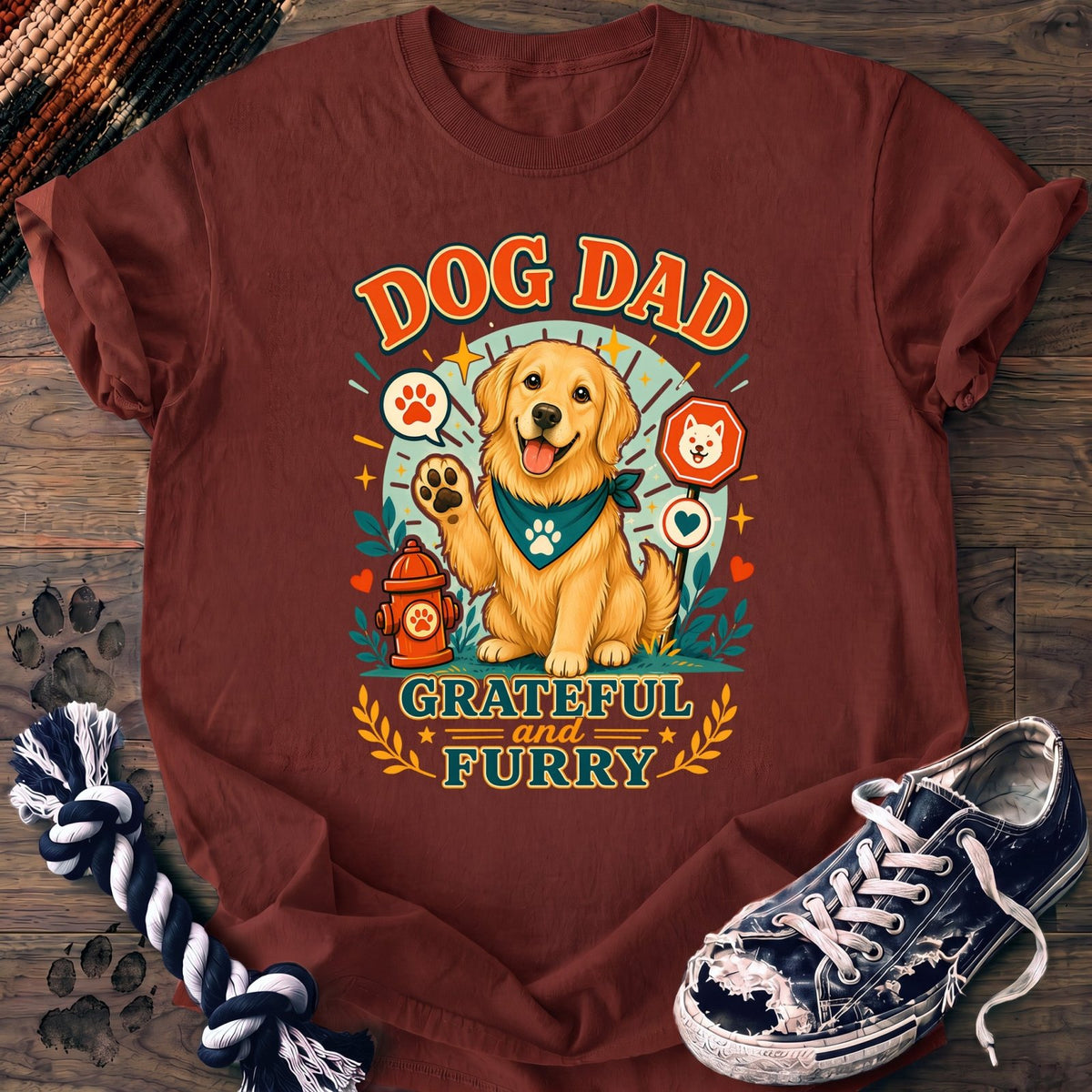 Dog Dad Grateful And Furry - Golden Retriever - PAWSSION CLUB
