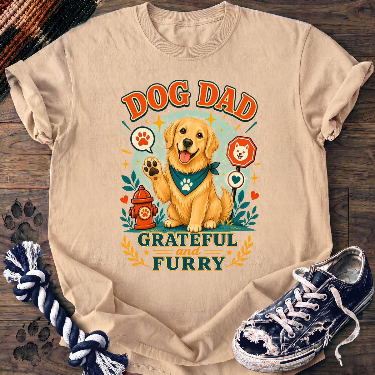 Dog Dad Grateful And Furry - Golden Retriever - PAWSSION CLUB