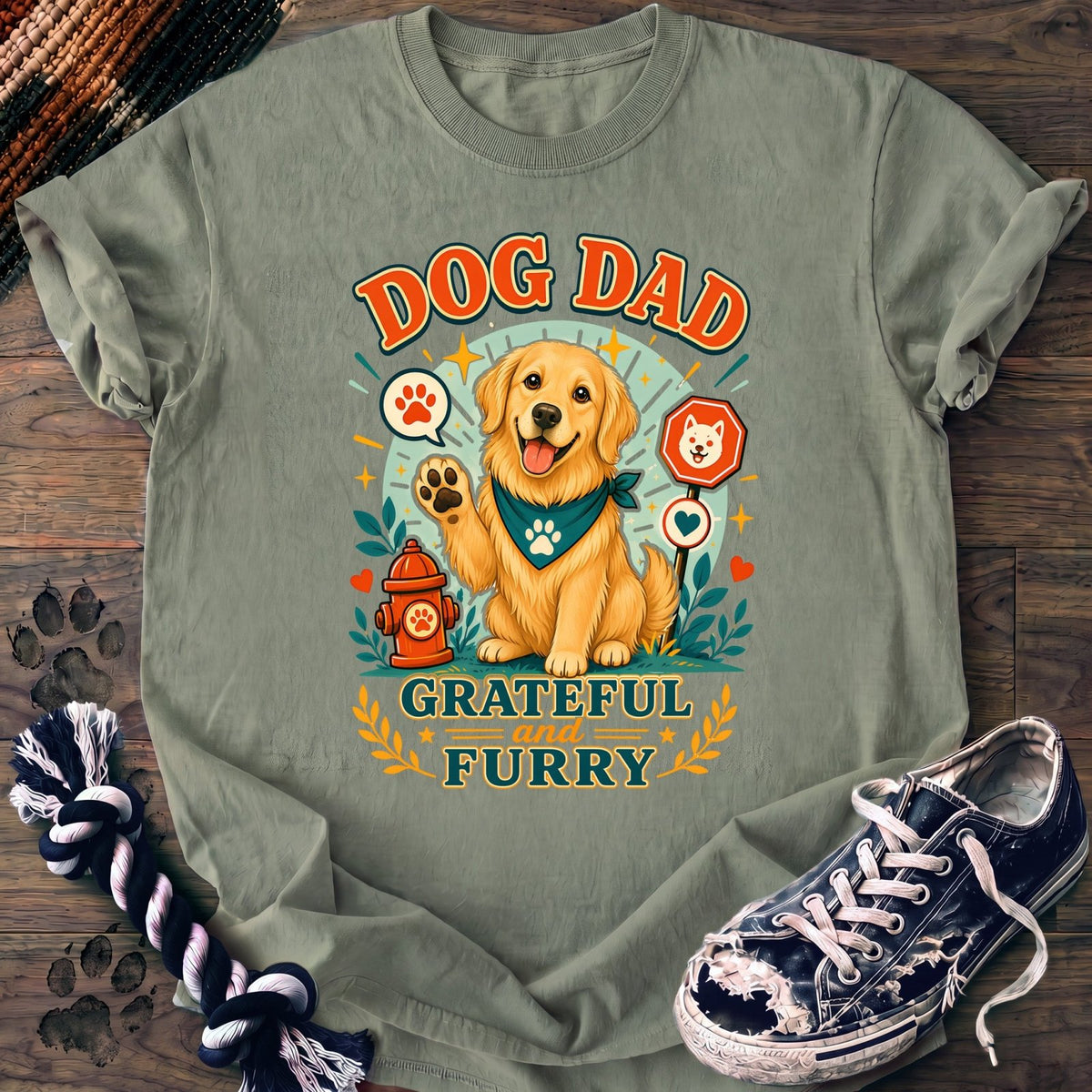 Dog Dad Grateful And Furry - Golden Retriever - PAWSSION CLUB