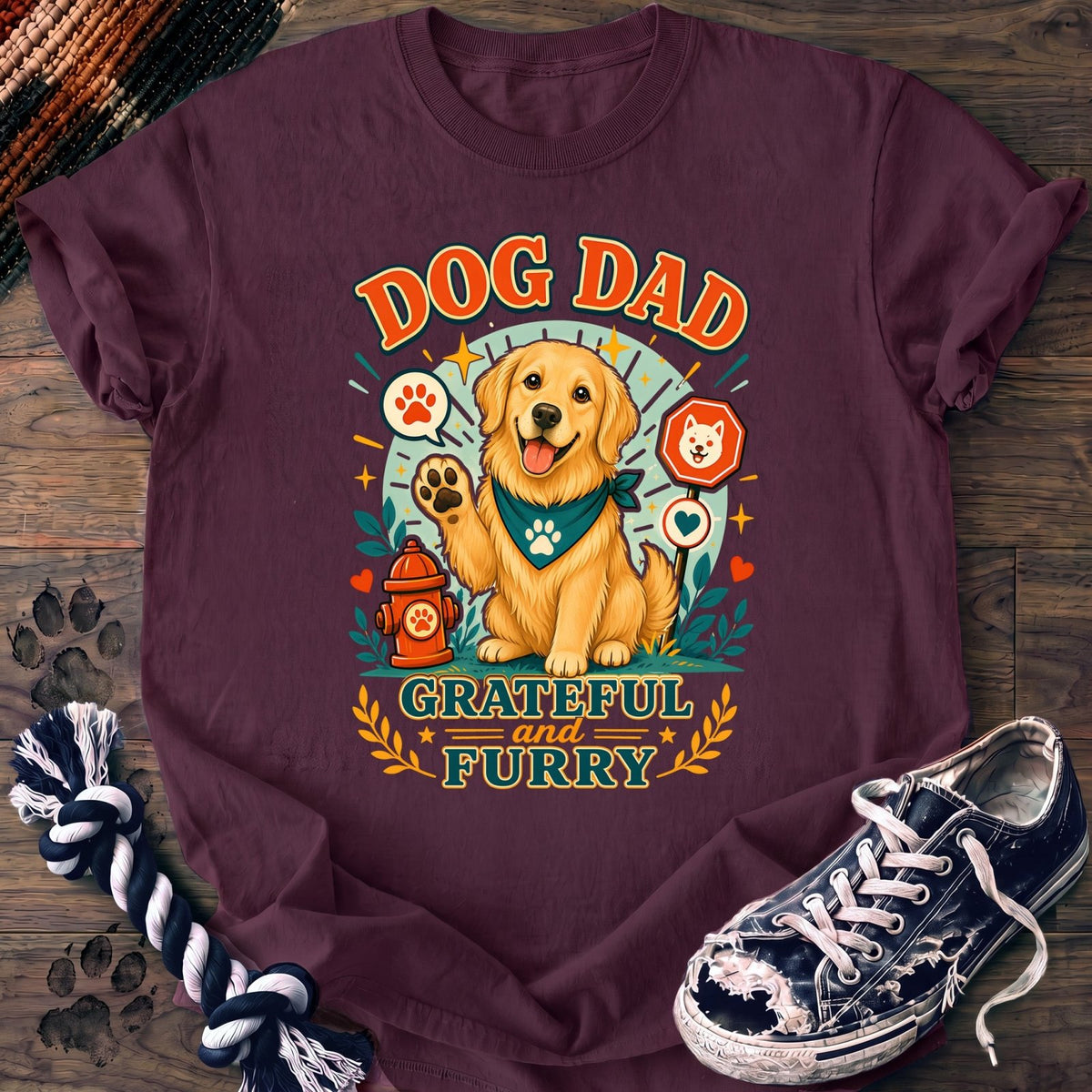 Dog Dad Grateful And Furry - Golden Retriever - PAWSSION CLUB