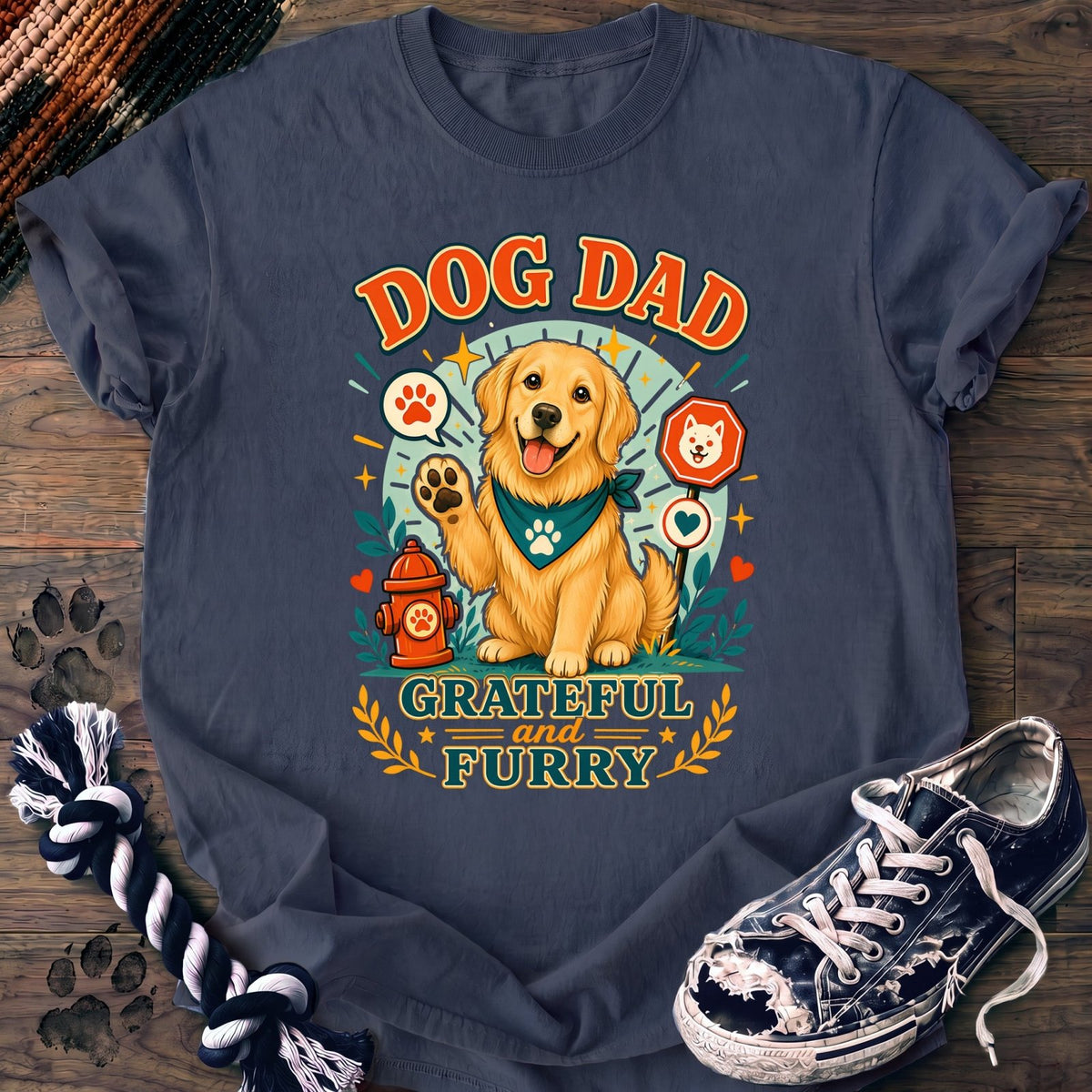 Dog Dad Grateful And Furry - Golden Retriever - PAWSSION CLUB