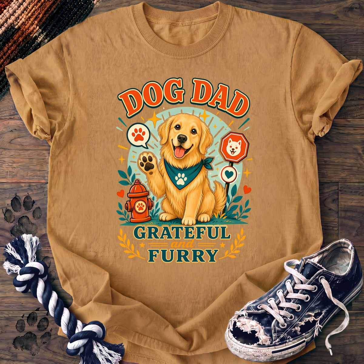 Dog Dad Grateful And Furry - Golden Retriever - PAWSSION CLUB