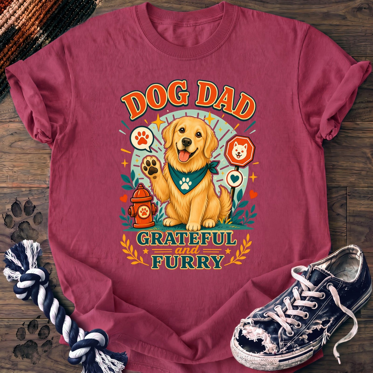 Dog Dad Grateful And Furry - Golden Retriever - PAWSSION CLUB