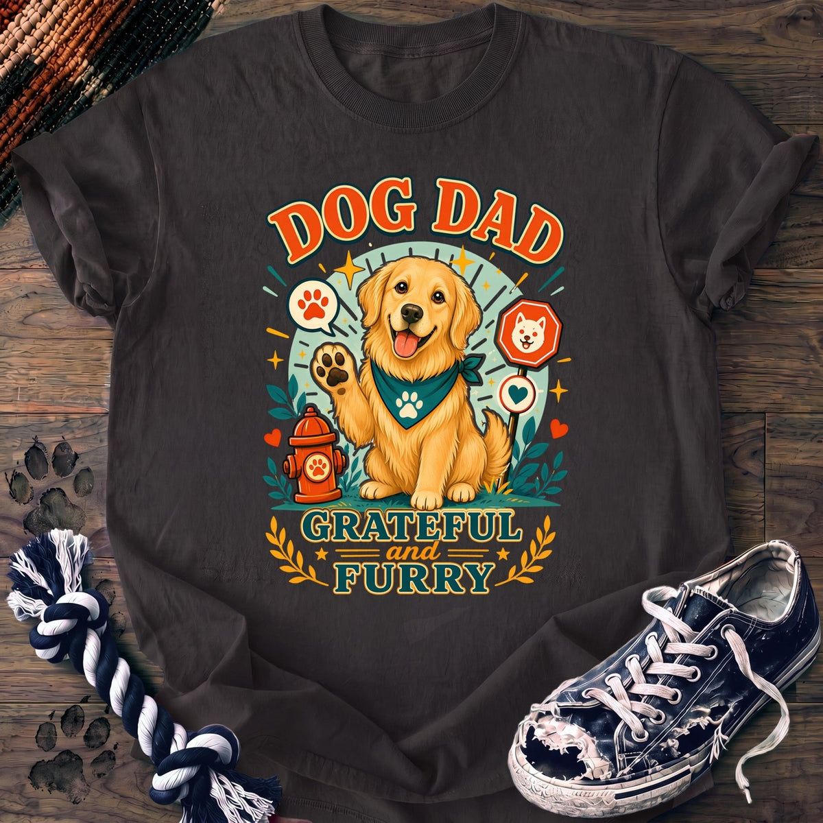 Dog Dad Grateful And Furry - Golden Retriever - PAWSSION CLUB