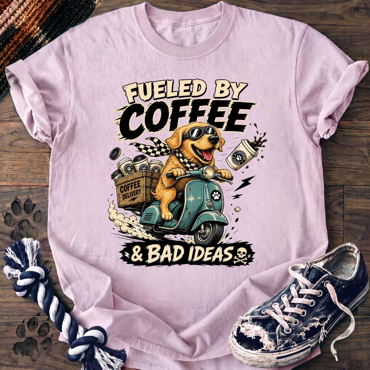 Fueled By Coffee & Bad Ideas - Golden Retriever - PAWSSION CLUB