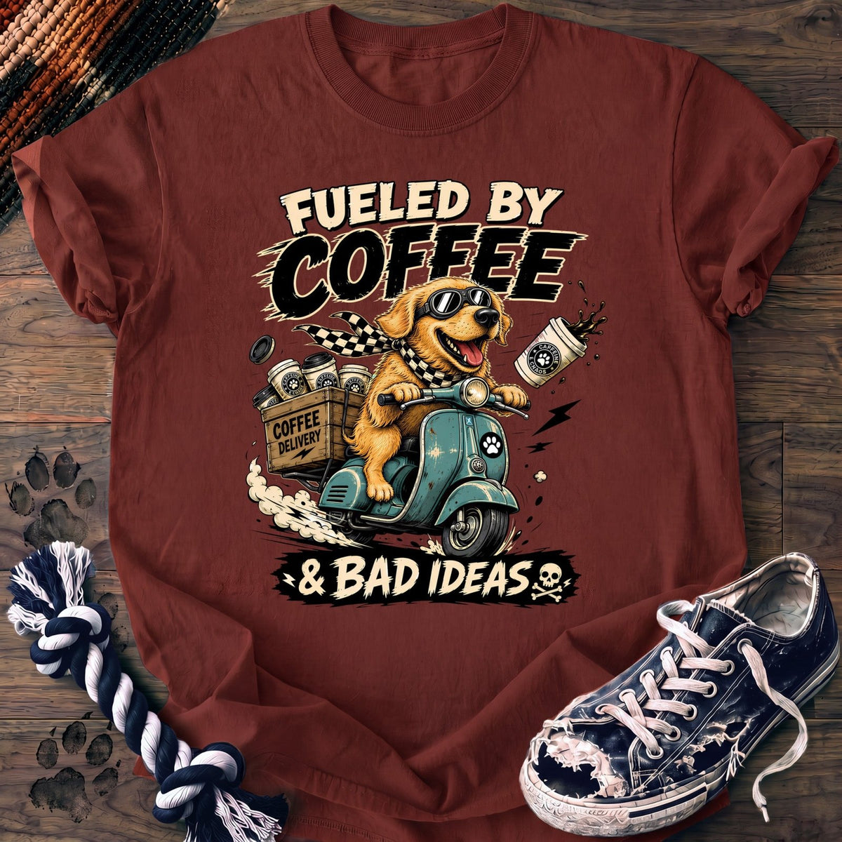 Fueled By Coffee & Bad Ideas - Golden Retriever - PAWSSION CLUB