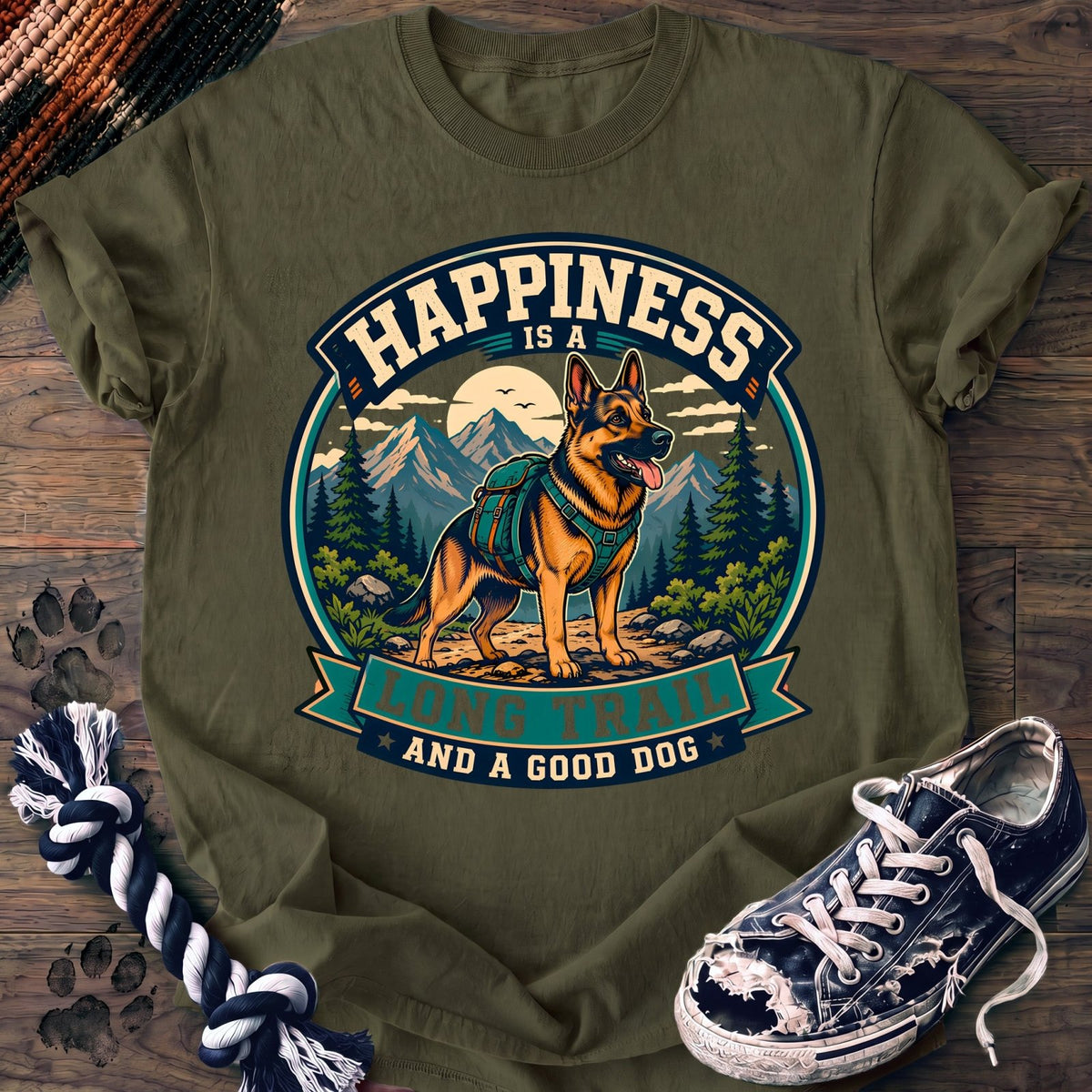 Happiness Is A Long Trail And A Good Dog - German Shepherd - PAWSSION CLUB