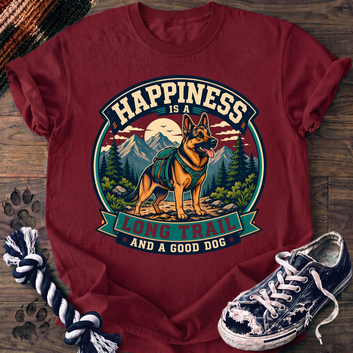 Happiness Is A Long Trail And A Good Dog - German Shepherd - PAWSSION CLUB