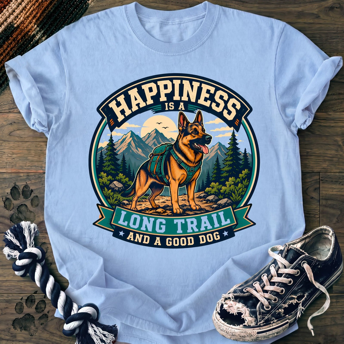 Happiness Is A Long Trail And A Good Dog - German Shepherd - PAWSSION CLUB