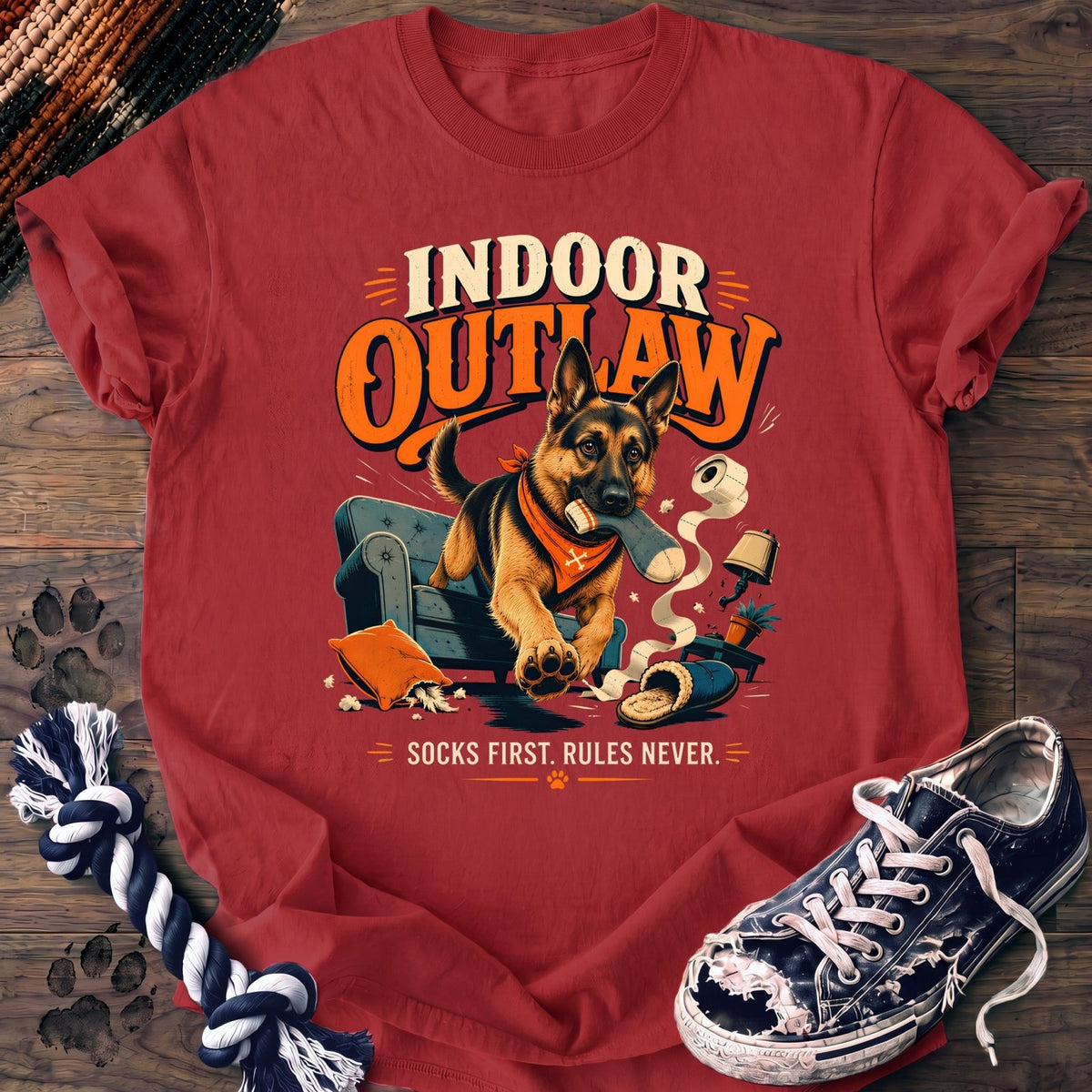 Indoor Outlaw Socks First Rules Never - German Shepherd - PAWSSION CLUB