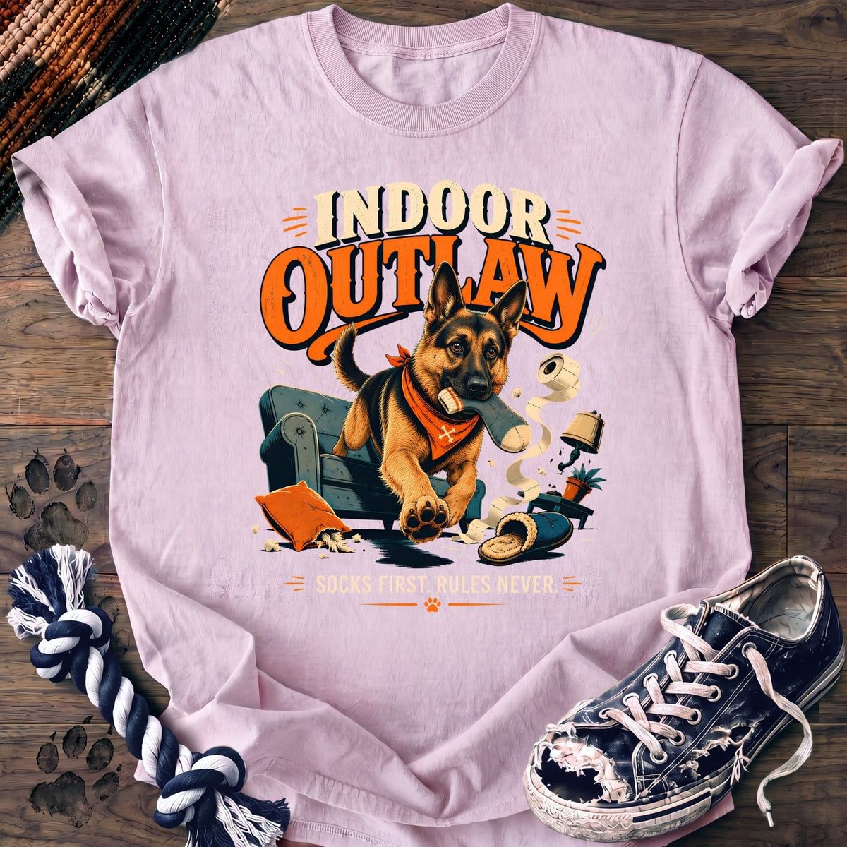 Indoor Outlaw Socks First Rules Never - German Shepherd - PAWSSION CLUB