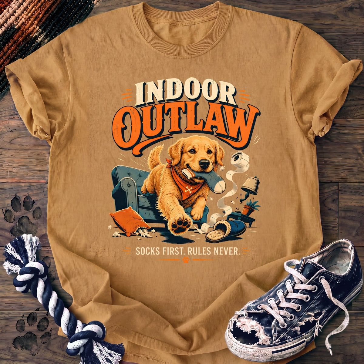 Indoor Outlaw Socks First Rules Never - Golden Retriever - PAWSSION CLUB